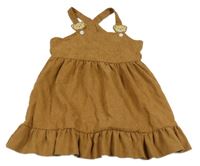 Hnědé manšestrové šaty s medvídky