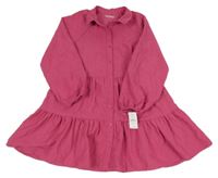 Nové - tmavorůžové manšestrové propínací šaty s límečkem Nutmeg