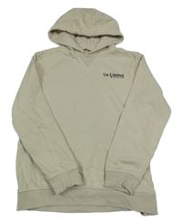 Světlebéžová mikina s nápisy a kapsou a kapucí George