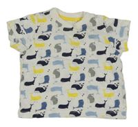 Bílé melírované tričko s velrybami Topomini