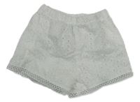 Bílé kraťasy s madeirou a krajkou SHEIN