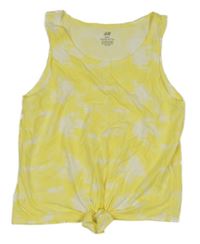 Žluto-bílý batikovaný crop top s uzlem H&M