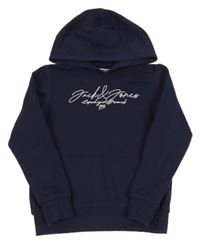 Tmavomodrá mikina s logem a kapucí JACK&JONES