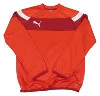 Červeno-tmavočerveno-bílá funkční sportovní mikina s logem PUMA