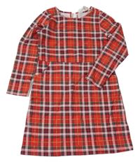Červeno-tmavomodro-modrozeleno-zlaté kostkované šaty H&M