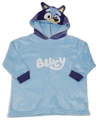 Světlemodro-tmavomodrá plyšová domácí mikina s dvojitou kapucí - Bluey