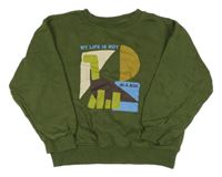 Khaki oversize mikina s dinosaurem H&M