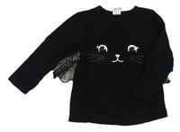 Černé triko s kočičkou zn. H&M