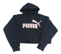 Černá crop mikina s logem a kapucí Puma