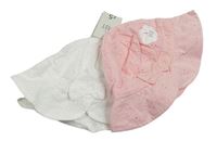 2x plátěný madeirový klobouk - růžový + bílý George