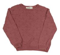 Starorůžový 3D puntíkatý svetr H&M