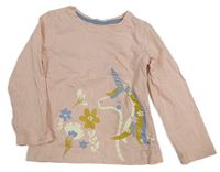 Růžové triko s jednorožcem a květy Mothercare
