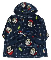 Tmavomodrá chlupatá oversize mikina s Mickeym s přáteli a kapucí Primark