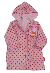 Růžová puntíkatá šusťáková lehce zateplená parka s Peppou a kapucí