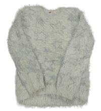 Světlešedý chlupatý svetr s hvězdami H&M