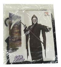 Nové - Kostým - 2set - Černá kápě + maska - smrtka