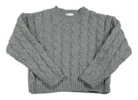 Šedý melírovaný vlněný crop svetr Matalan