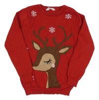 Červený svetr se srnkou Primark
