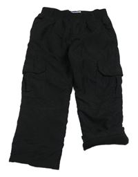 Černé šusťákové zateplené cargo kalhoty Topolino