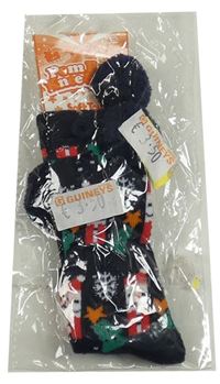 Nové - Tmavomodré podkolenky se Santy a stromky