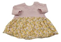 Starorůžové bavlněno/plátěné šaty s citróny Next