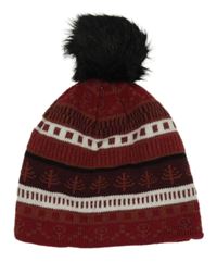 Vínovo-hnědá vzorovaná čepice s bambulí