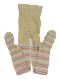 Béžovo-barevné pruhované punčocháče