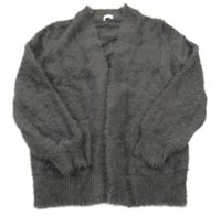 Tmavošedý třpytivý chlupatý svetrový cardigan Next
