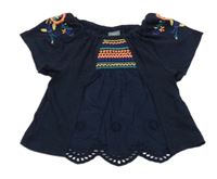 Tmavomodrá halenka s výšivkami Next