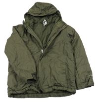 Khaki šusťáková lyžařská funkční bunda s logem a kapucí The North Face