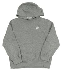 Šedá melírovaná mikina s logem a kapucí Nike