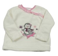 Smetanová chlupatá mikina s tučňákem