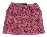 Růžová květovaná manšestrová sukně Tchibo