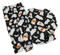 Černé plyšové pyžamo s duchy