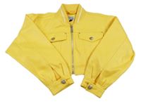 Žlutá koženková podšitá crop bunda