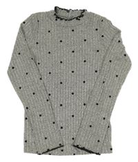 Šedé melírované puntíkaté žebrované úpletové triko F&F