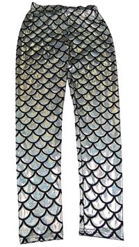 Stříbrno-černé vzorované legíny