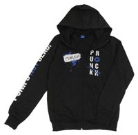 Černá propínací mikina s nápisem a kapucí Y.F.K.