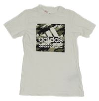 Bílé tričko s army potiskem a logem Adidas
