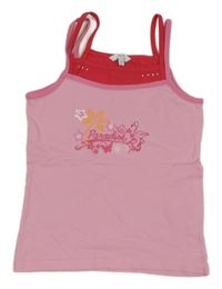 Růžovo-jahodový top s plameňákem a palmou TCM