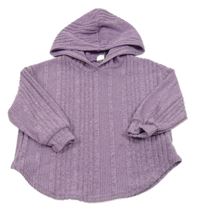 Levandulová melírovaná úpletová mikina s kapucí Shein