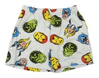 Šedé melírované bavlněné kraťasy s Avengers