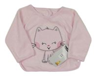 Nové - Světlerůžový froté bryndák s kočkou Ergee