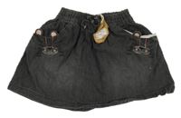 Nové - Tmavošedá riflová sukně s tygry Next