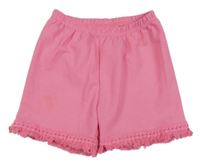 Růžové žebrované kraťasy s třásněmi Shein