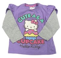 Lila-šedé triko s Hello Kitty zn. C&A