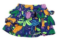 Tmavomodro-barevná vrstvená sukně s všitými kraťasy 