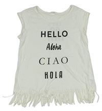 Smetanové tričko s nápisy a třásněmi zn. H&M