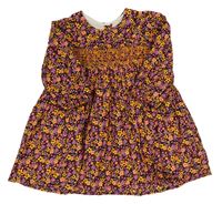 Černo-růžovo-žluté květované šaty s límečkem Matalan