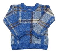 Modro-šedý kostkovaný svetr zn. Primark